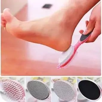 4 In 1 Multi Use Paddle Brush Kit Tool, Cleanse, Scrub, File and Buff; for Feet, Hand, Toes, Nails Cleaning Brush (Colour May Vary) (Pack of 1)
