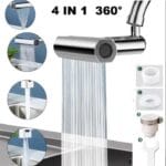 4 in 1 Waterfall Kitchen Faucet,360°Swivel Anti-Splash Sink Faucet Sprayer Adapter,Waterfall Faucet with Pull Down Sprayer,Universal Tap Extender for Kitchen, Bathroom Sink and Wash Basin