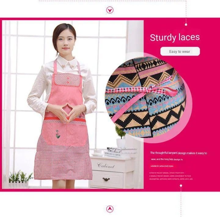 2026/02/1000174066.jpg Kitchen Fortune Tree Apron Dustproof Polyester Cotton, Peach Skin - Image 1