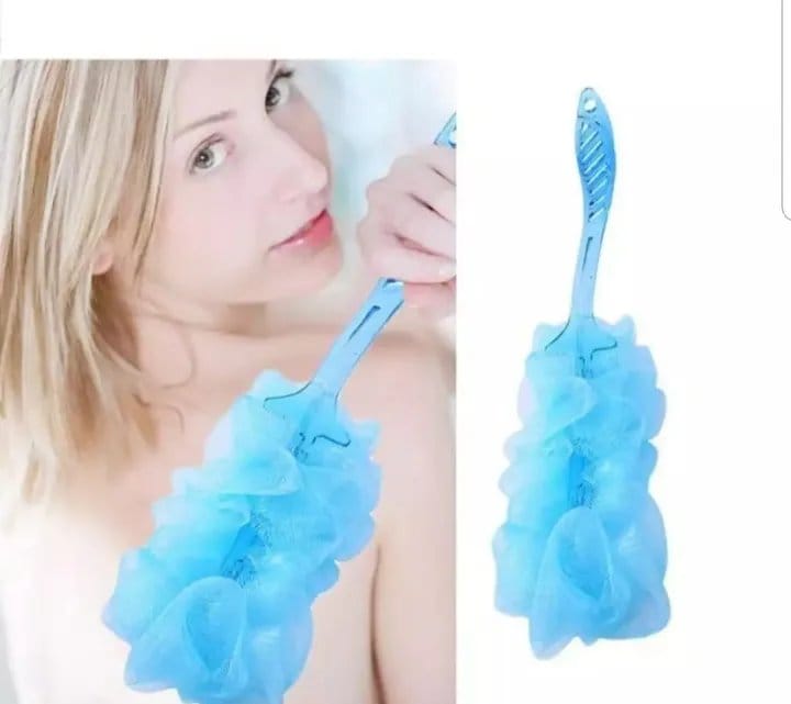 2026/02/1000174545.jpg Plastic Long Handle Bath Body Brush Sponge Nylon Mesh Scrubber Shower Pouf for Men and Women (35 gm, Color May Vary) - Image 1