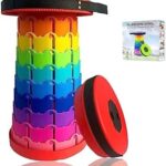 Portable Retractable Stool Outdoor Safe Stable Folding Camping toolPortable Adjustable Collapsible Light weight Folding Stool For Camping Travelling Gardening Fishing And Home Decor (Rainbow Color may very)